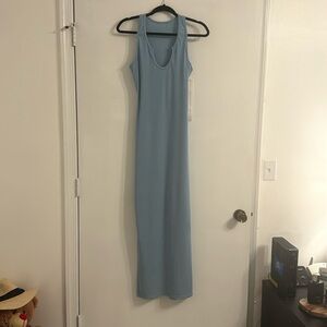 Light blue body con maxi dress